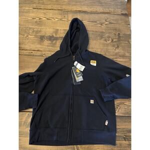 Carhartt Womens Rain Defender Flame Resistant Zip Up Sweatshirt Size L Navy NWT